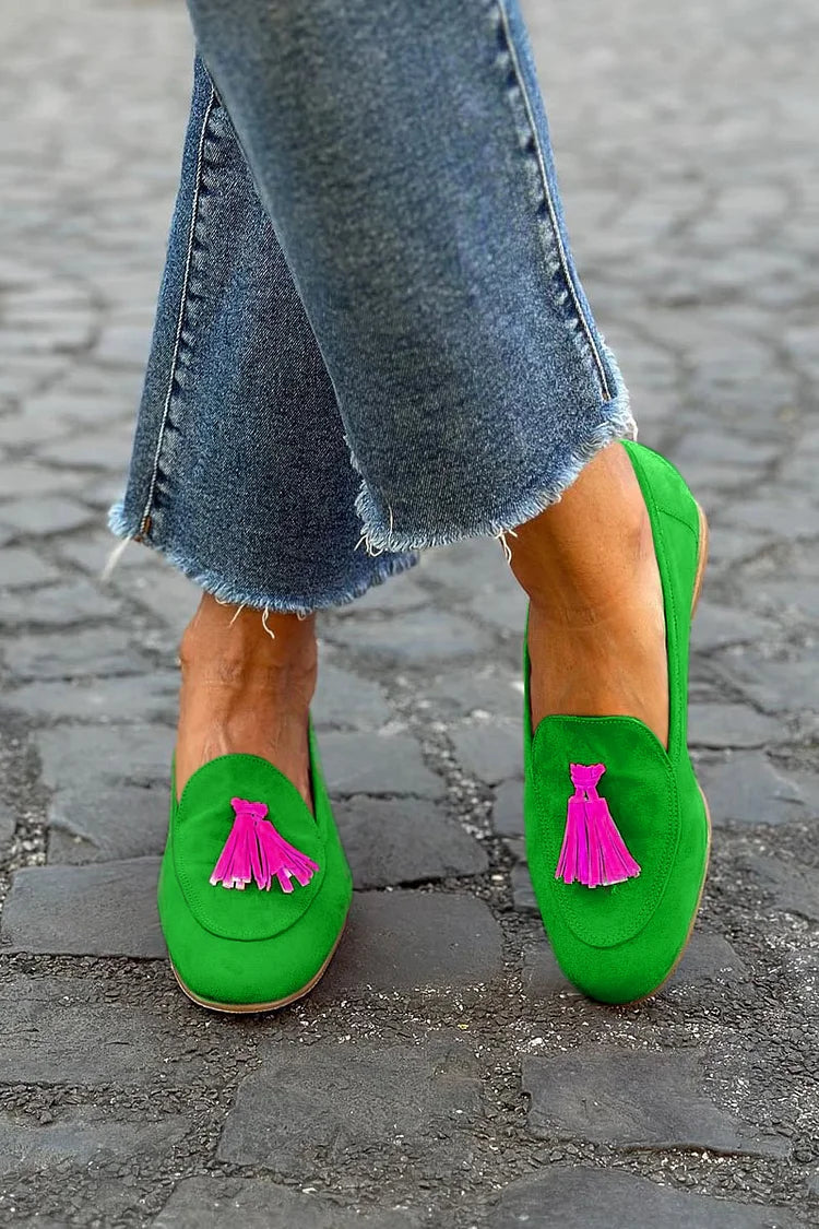 Sue | Green loafer fringes
